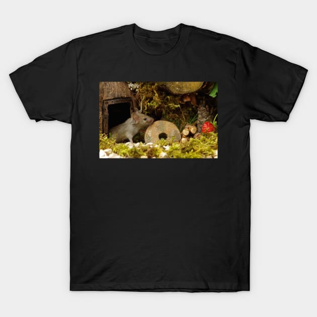 little mouse in a log pile house T-Shirt by Simon-dell